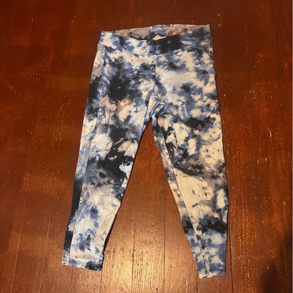 Torrid Blue and White Tie-Dye Crop Leggings Size 1